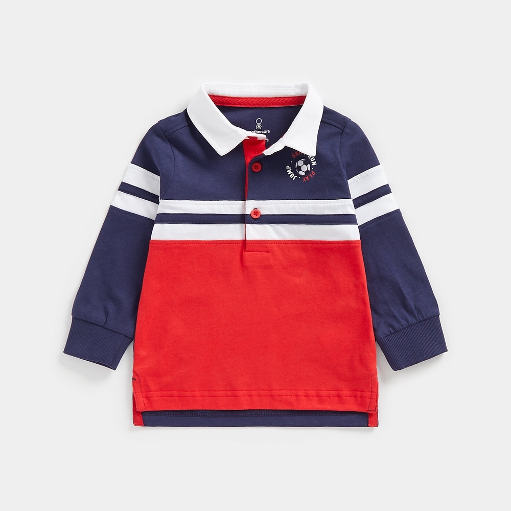 

Boys Full-sleeves T-shirt Color-blocked -Multicolor