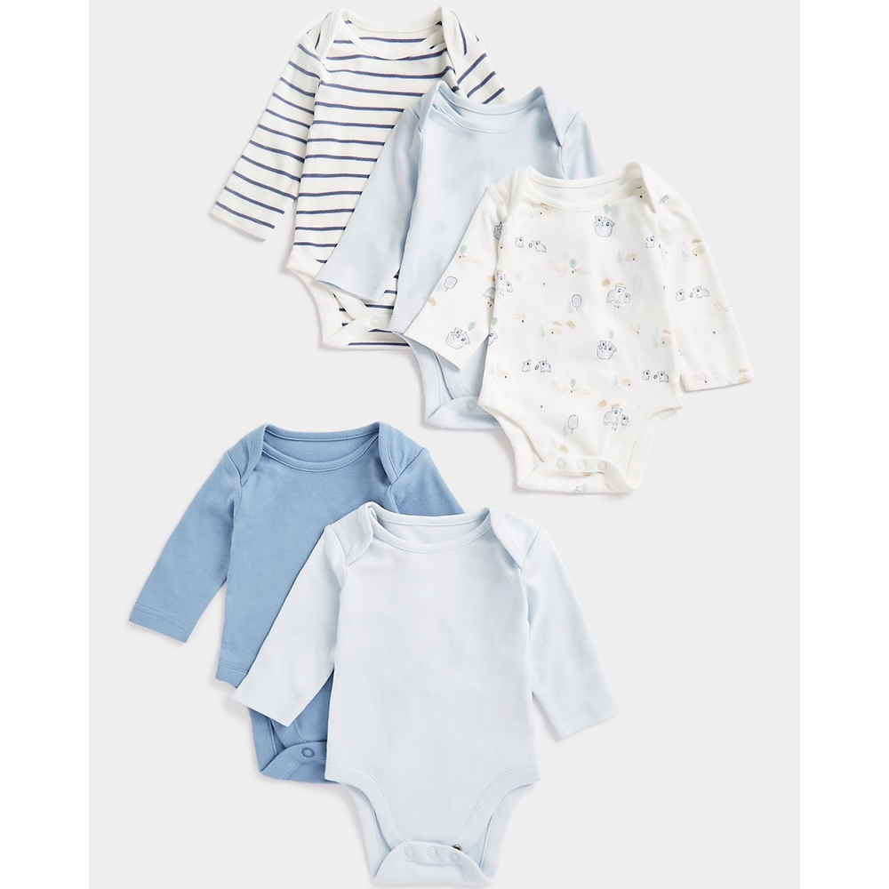 

Boys Full Sleeves Bodysuit -Pack of 5-Multicolor