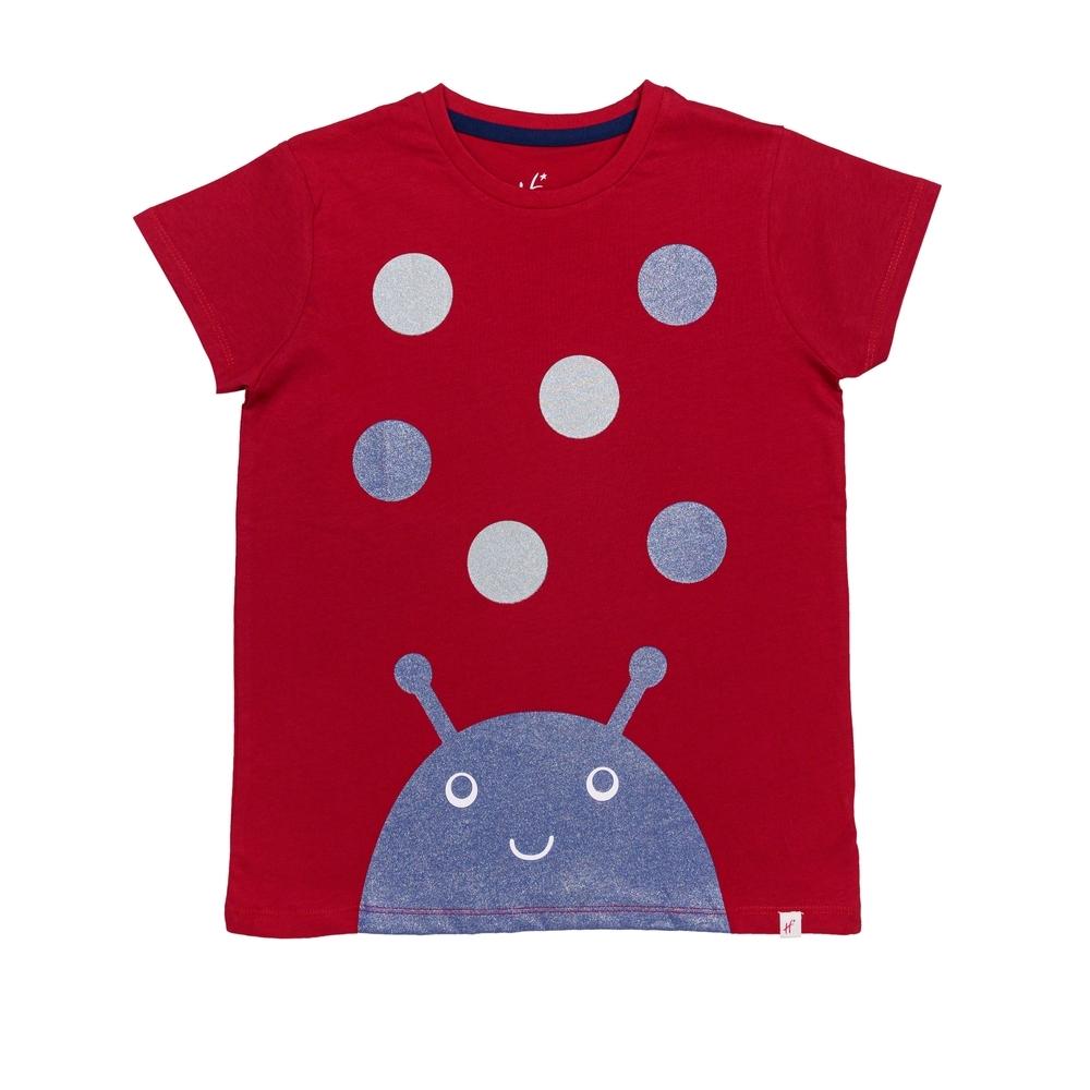 

H by Hamleys Girls Short Sleeves Top Spot Print-Red