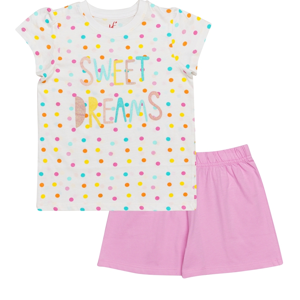 

H by Hamleys Girls Short Sleeves Shorts T-Shirt Set Sweet Dreams-Multicolor