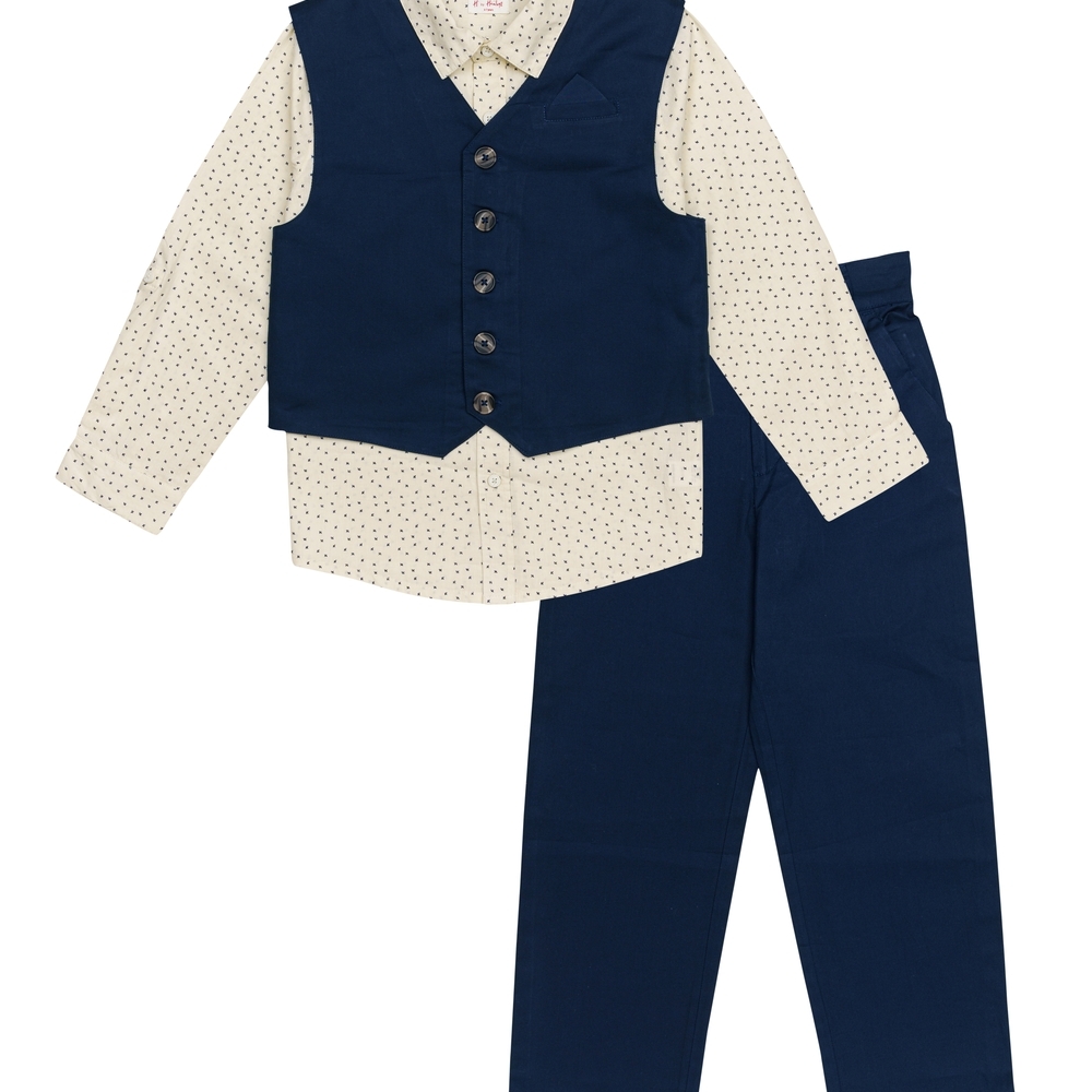 

Boys Full Sleeves Waistcoat Set -Multicolor