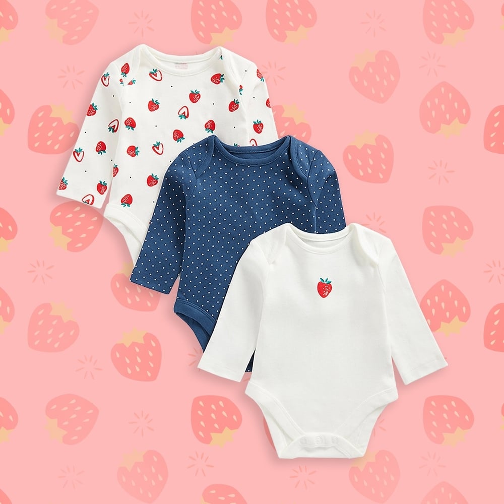 

Girls Full Sleeves Bodysuit -Pack of 3-Multicolor