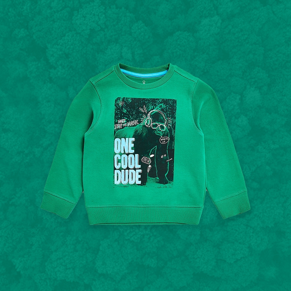 

Boys Full Sleeves Sweatshirt Photographic Print-Green