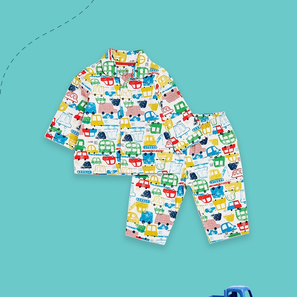 

Boys Full Sleeves Pyjama Set Vehicle All Over Print-Multicolor