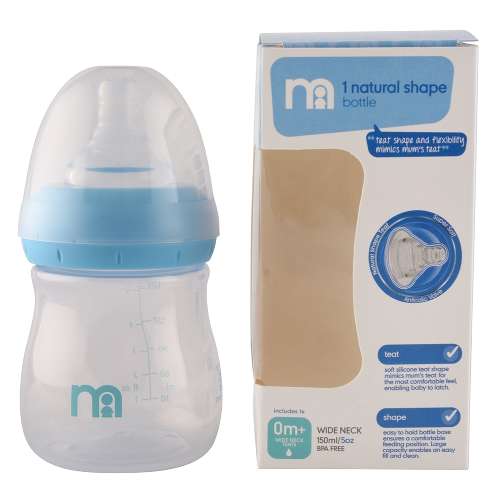 

Mothercare wide neck baby feeding bottle blue Pack of 1 150ml