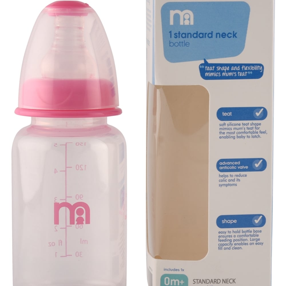 

Mothercare narrow neck baby feeding bottle pink Pack of 1 150ml