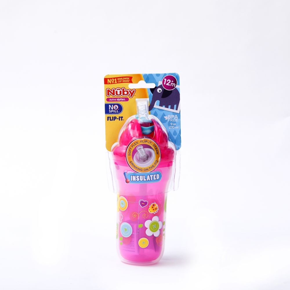 

Nuby insulated flip-it straw sipeez pink 270ml