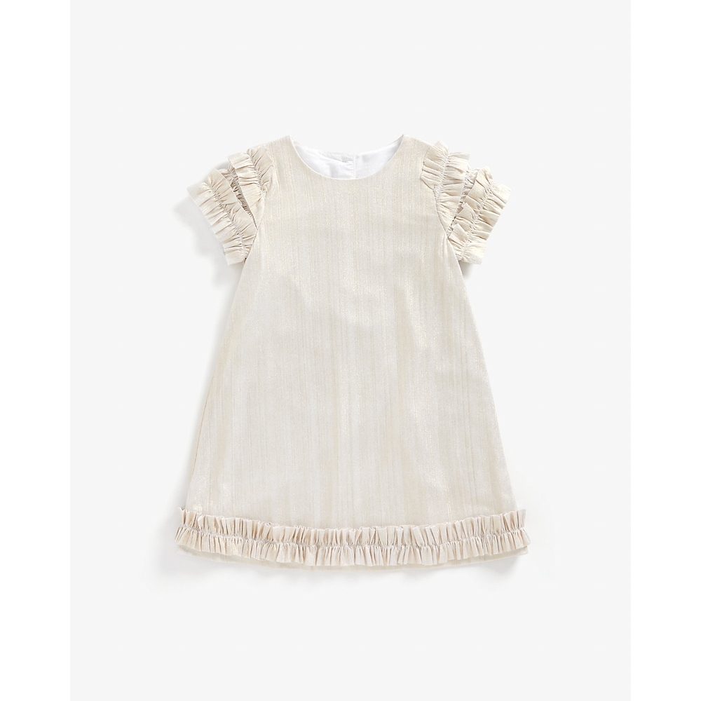 

Girls Half Sleeves Dress Ruffle Detail - Beige
