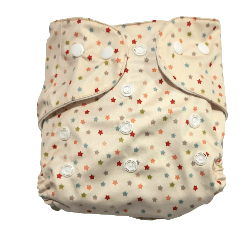 

The Mom Store Colorful Stars Re-Usable Cloth Diaper Off White