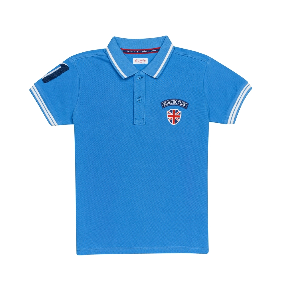 

H by Hamleys Boys Short Sleeves Polo T-Shirt Badge Print-Blue