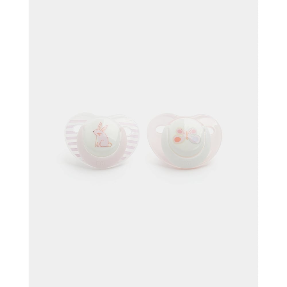 

Mothercare Butterfly&amp Bunny Soothers Pink Pack of 2