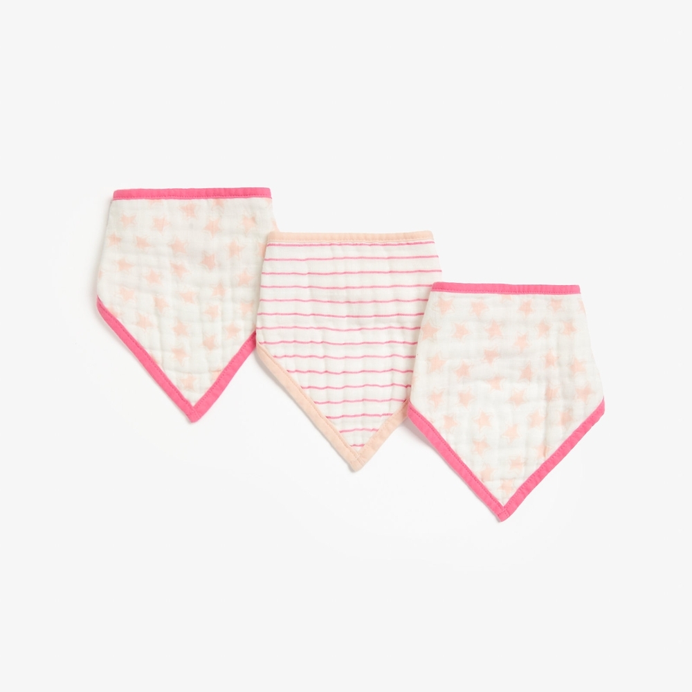 

Mothercare Star Muslin Dribbler Bibs Pink Pack of 3
