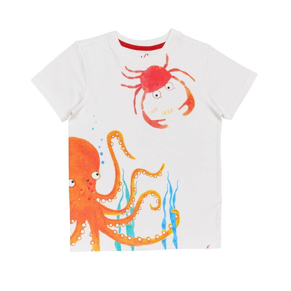

H by Hamleys Boys Short Sleeves T-Shirt Ocean Creatures-White