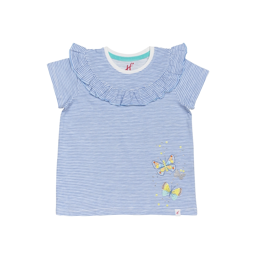 

H by Hamleys Girls Short Sleeves Top Butterfly Print-Multicolor