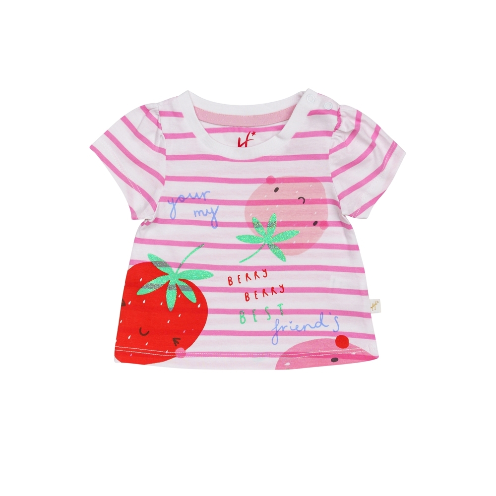 

H by Hamleys Girls Short Sleeves Top Strawberry Print-Multicolor