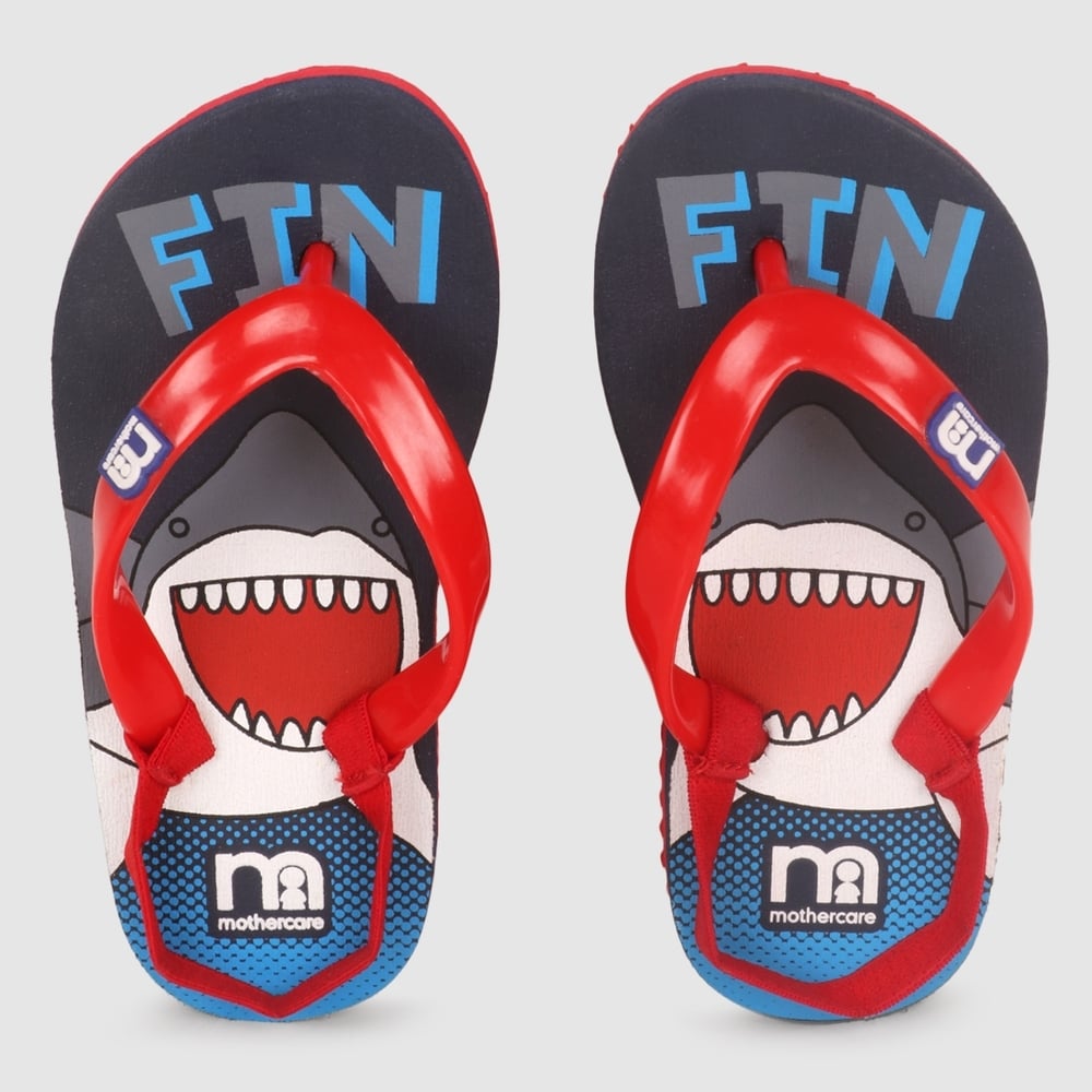 

Boys Flip Flop With Back Strap Shark Print Multicolor