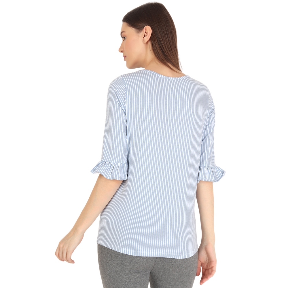 

Women Three-Fourth Sleeves Maternity Top Striped - Blue