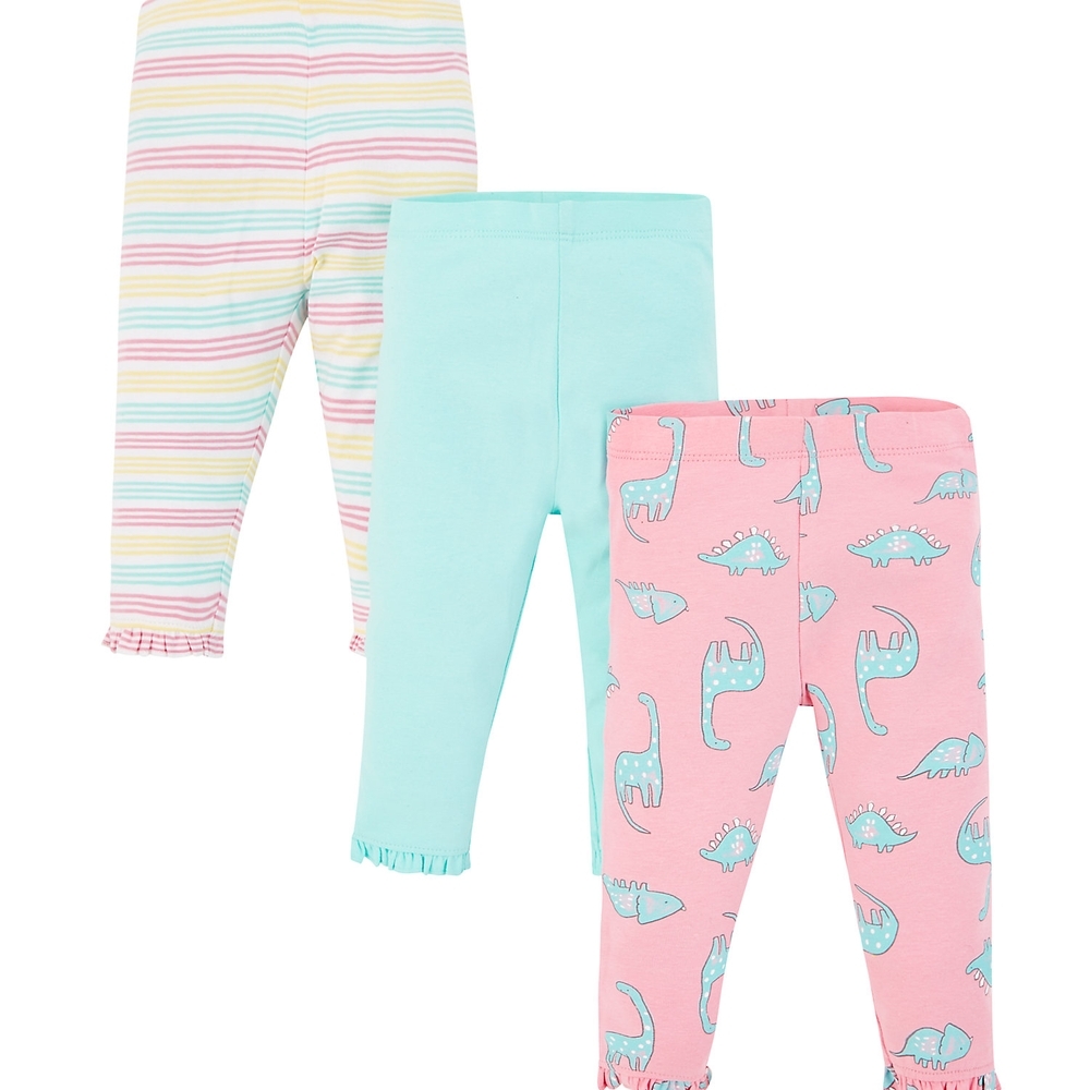 

Dinosaur Turquoise And Stripe Leggings 3 Pack