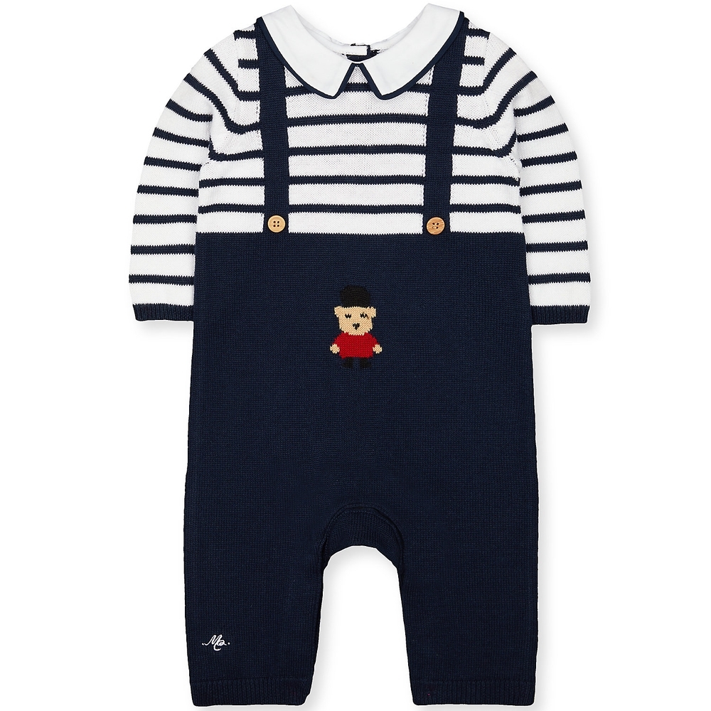 

Navy Bear Knit Mock Dungarees All In One