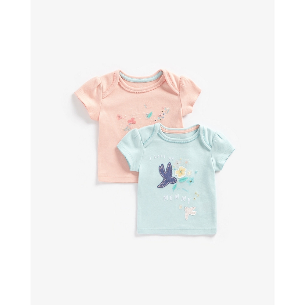 

Girls Short Sleeves T-Shirts Embroided-Pack of 2-Multicolor