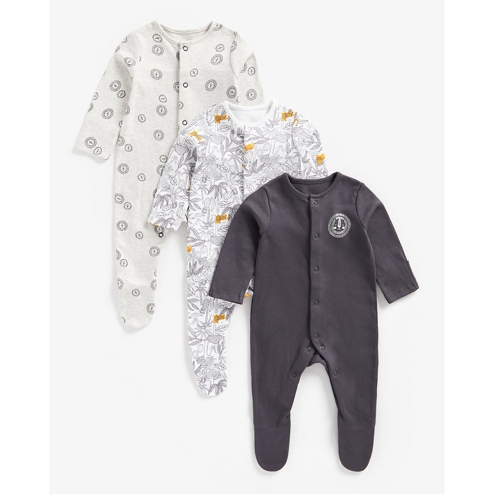 

Boys Full Sleeves Sleepsuit Floral Printed -Pack of 3-Multicolor
