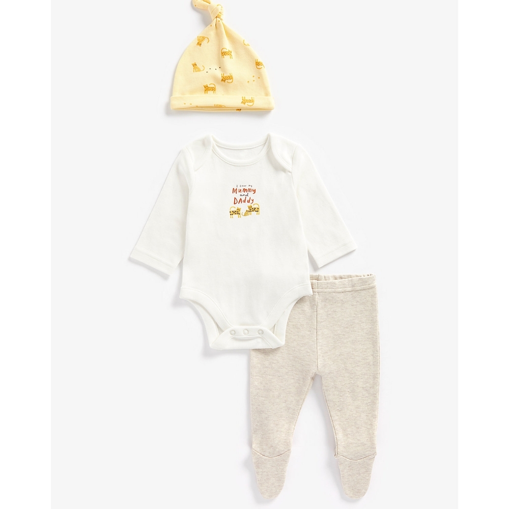 

Unisex Full Sleeves Sleepsuit Leopard Printed-Cream