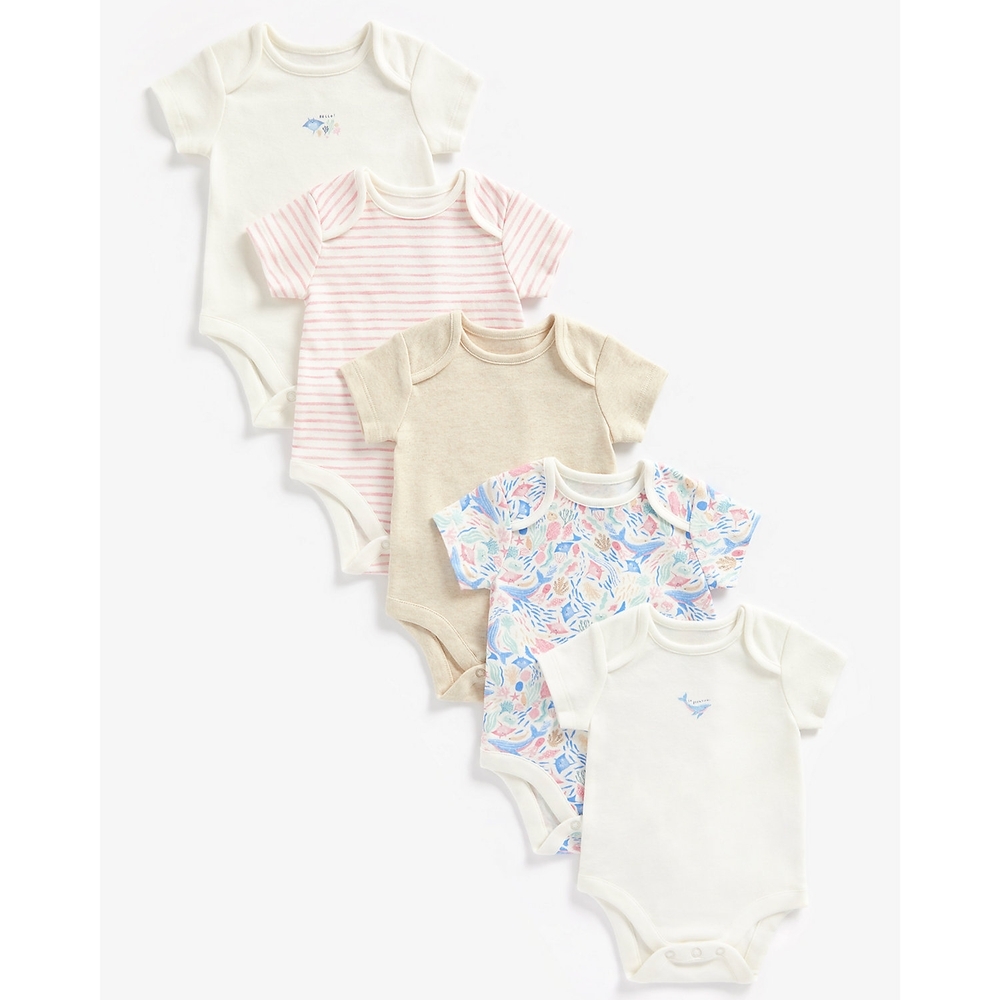 

Girls Short Sleeves Bodysuits -Pack of 5-Multicolor