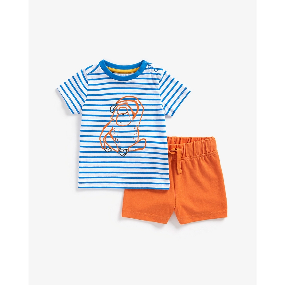 

Boys Short Sleeves Shorts Set Monkey Printed-Multicolor