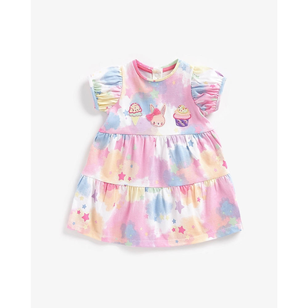 

Girls Short Sleeves Dress Tie And Dye-Multicolor