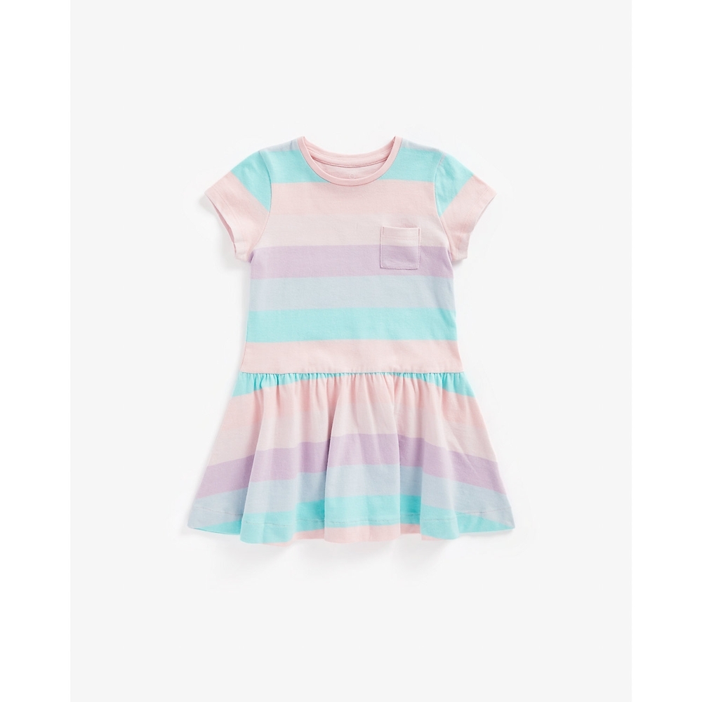 

Girls Short Sleeves Dress Striped-Multicolor