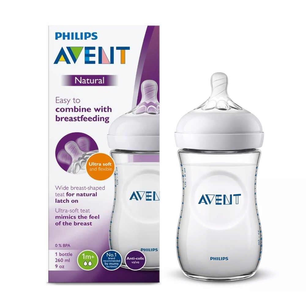 

Avent natural baby feeding bottle translucent pack of 2 260ml