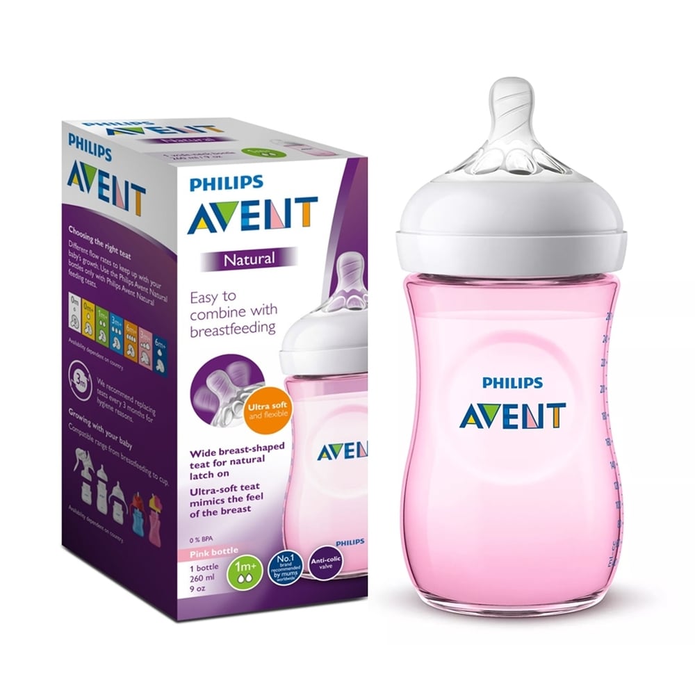 

Avent natural baby feeding bottle pink pack of 1 125ml