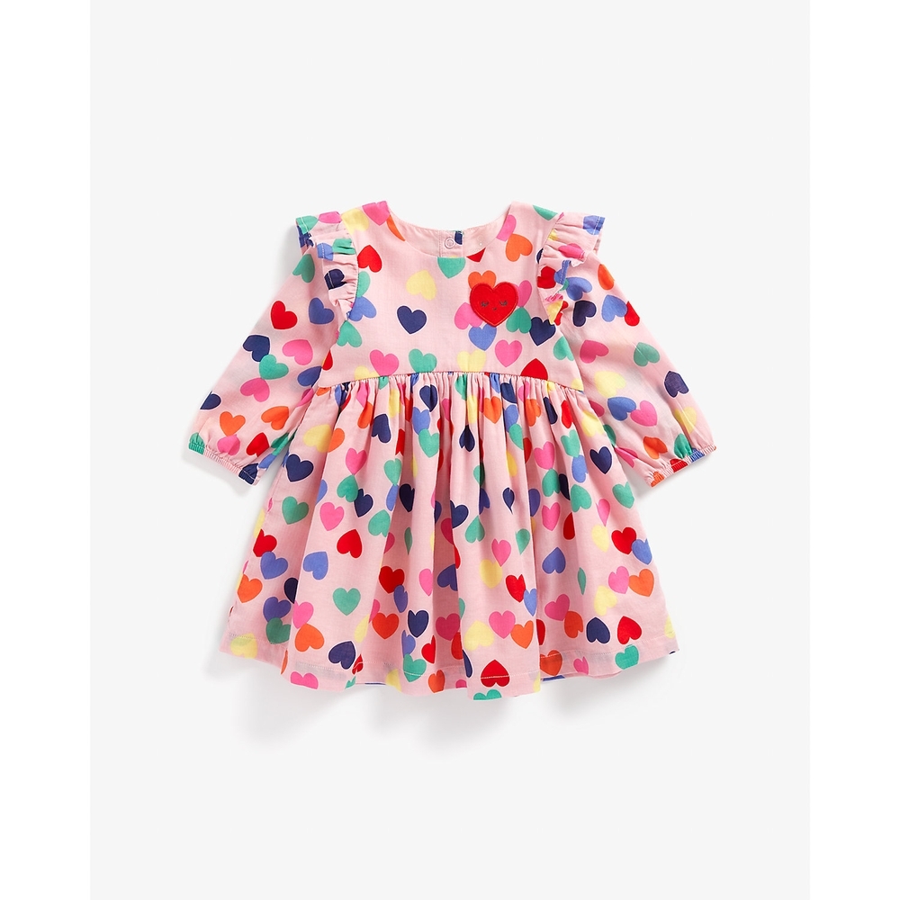 

Girls Full Sleeves Dress Butterfly Design - Pink