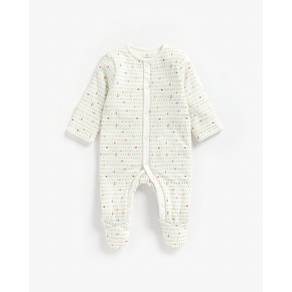 

Boys Full Sleeves Sleepsuit Padded-White