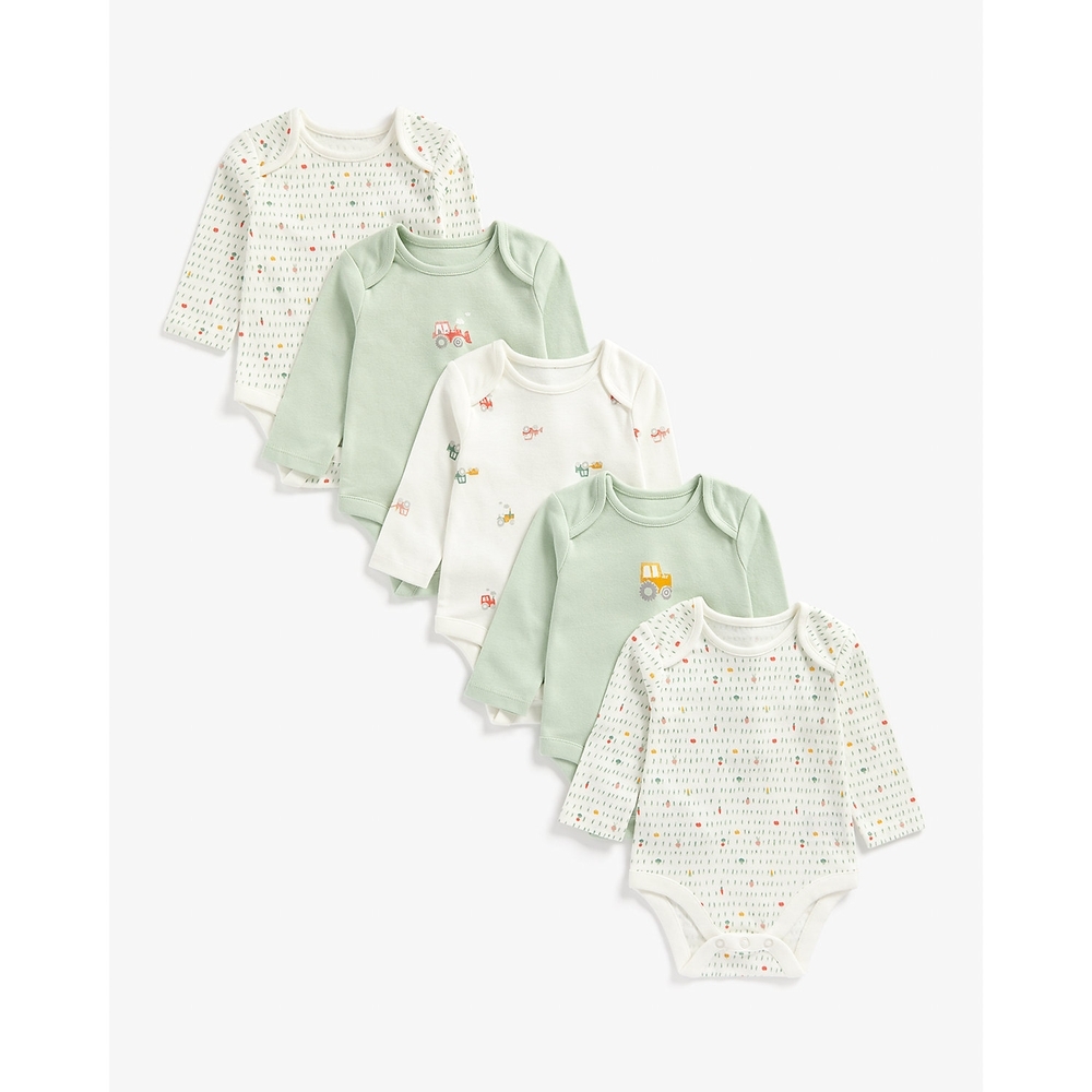 

Boys Full Sleeves Bodysuit -Pack of 5-Multicolor