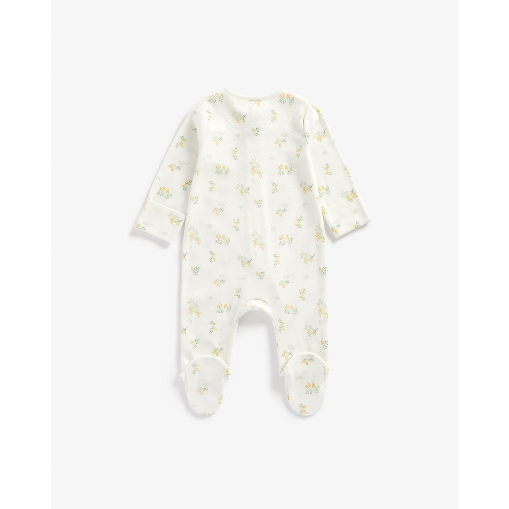 

Girls Full Sleeves Sleepsuit Floral Design - White