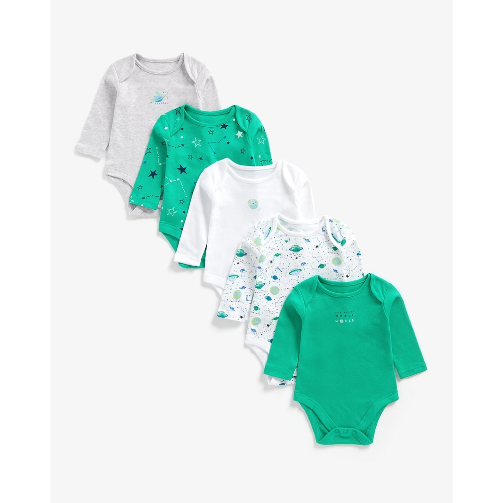 

Boys Full Sleeves Bodysuit -Pack of 5-Multicolor