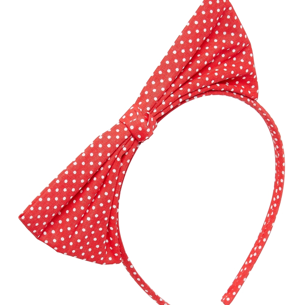 

Girls Red Spotty Bow Headband