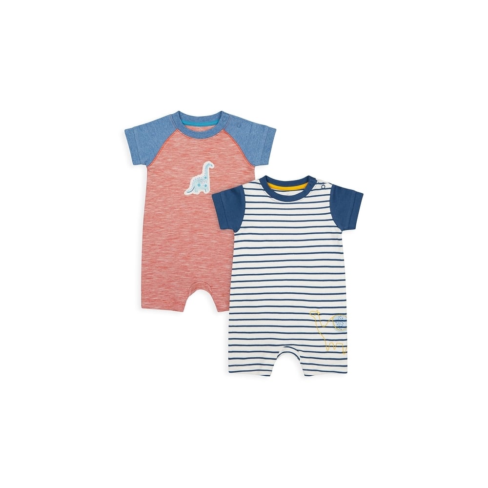 

Boys Half Sleeves Romper Striped And Dino Patchwork - Pack Of 2 - Multicolor
