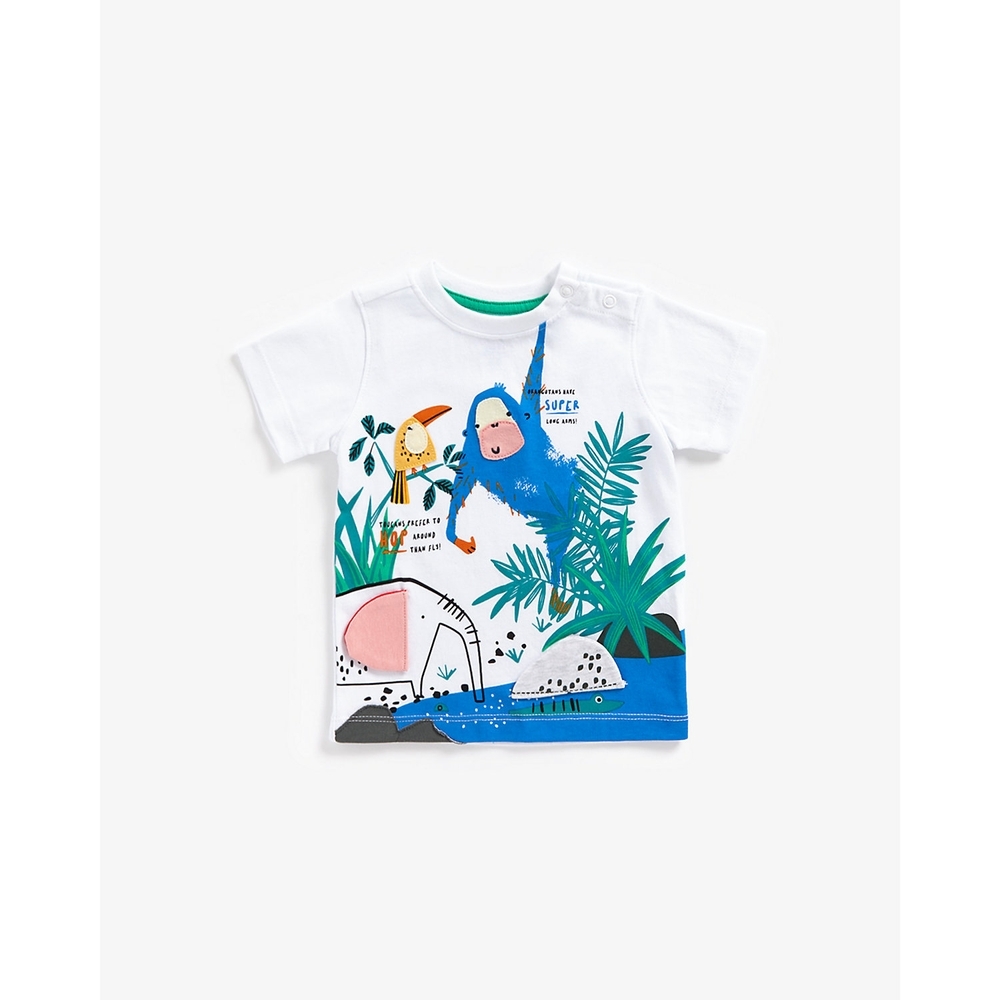 

Boys Short Sleeves T-Shirt Jungle Printed -White