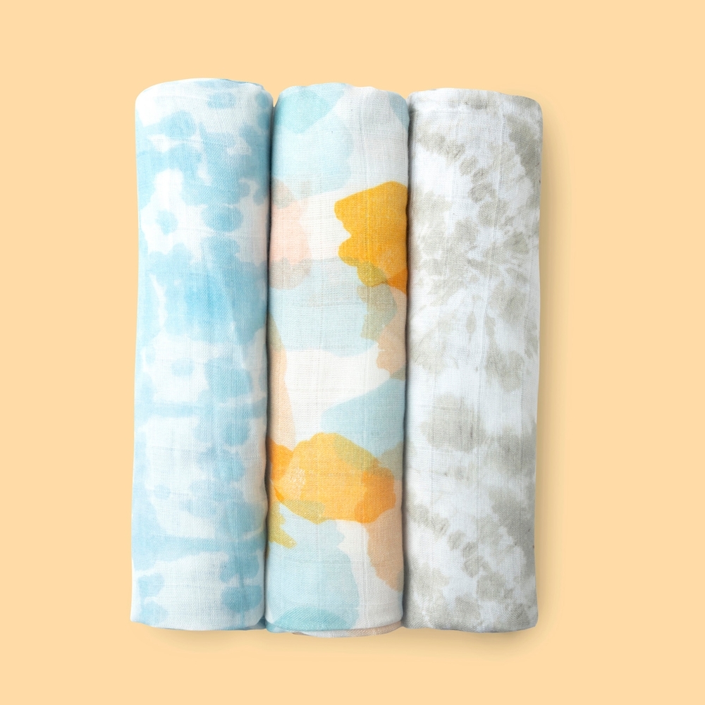 

Fancy fluff shibori bamboo muslin swaddles multicolor pack of 3