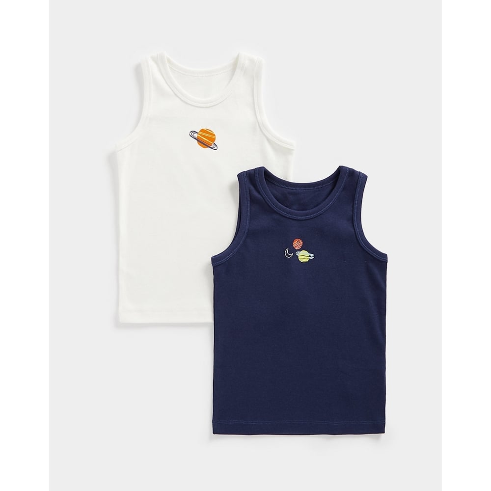 

Boys Sleeveless Vest Outter Space Design-Pack of 2-Multicolor