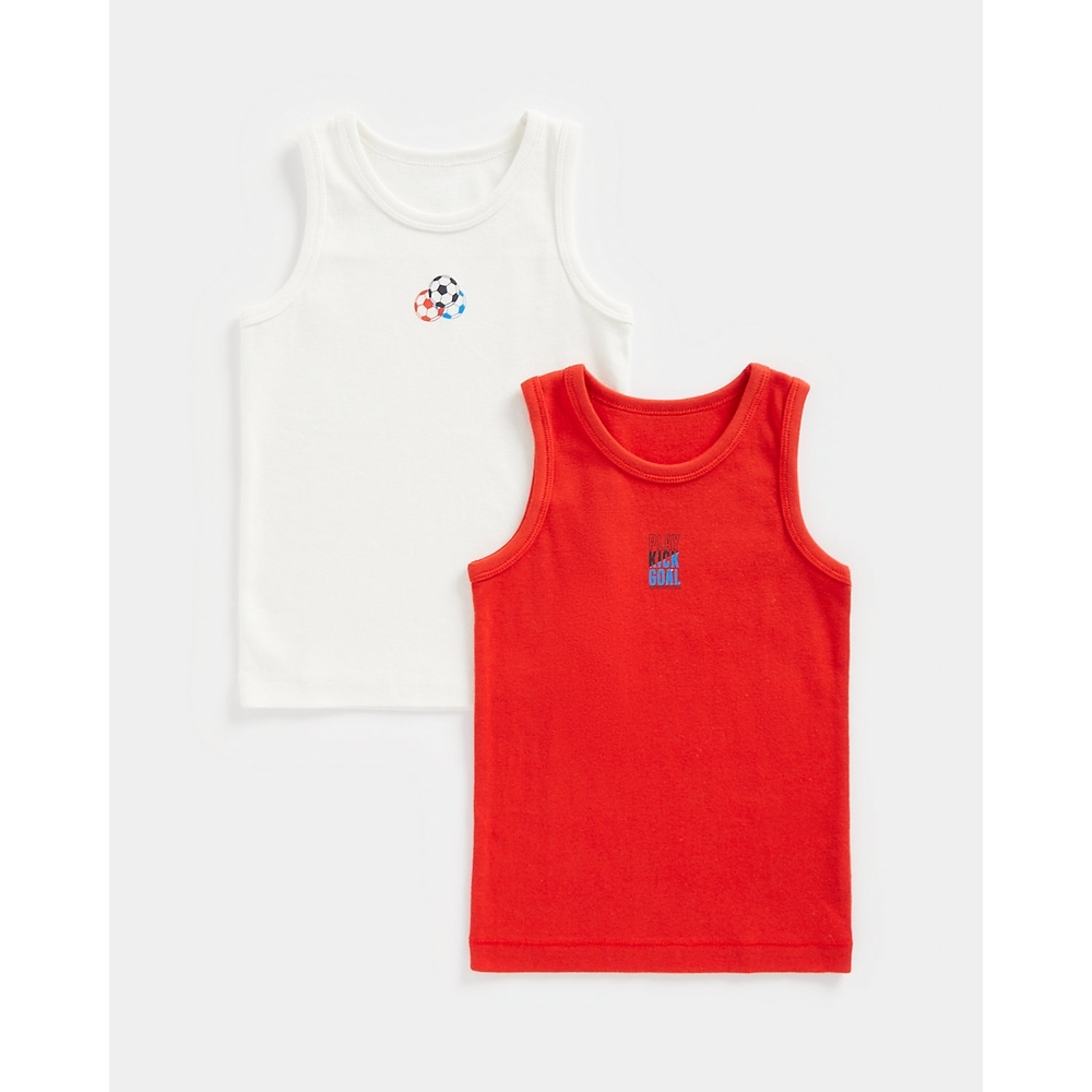 

Boys Sleeveless Vest Football Chest Print-Pack of 2-Multicolor