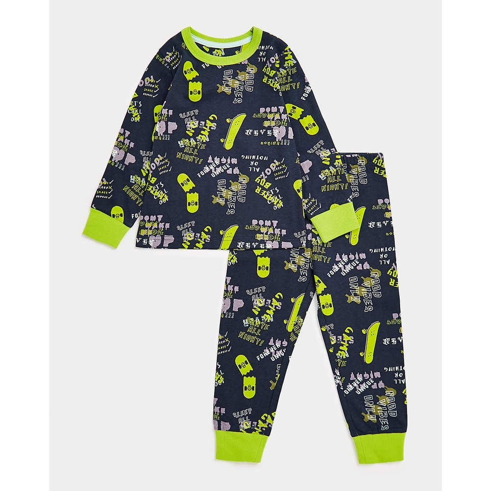 

Boys Full Sleeves Pyjama Set All Over Print-Grey