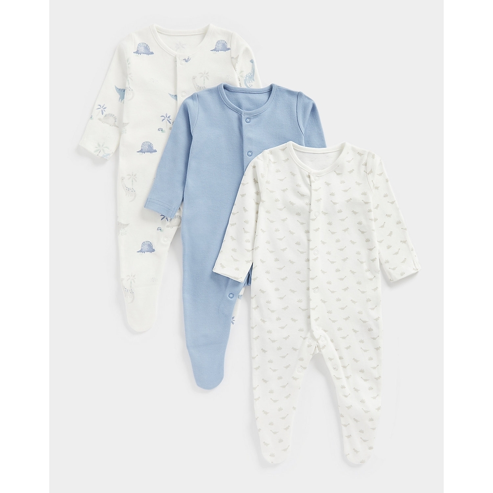 

Boys Full Sleeves Sleepsuits -Pack of 3-Multicolor