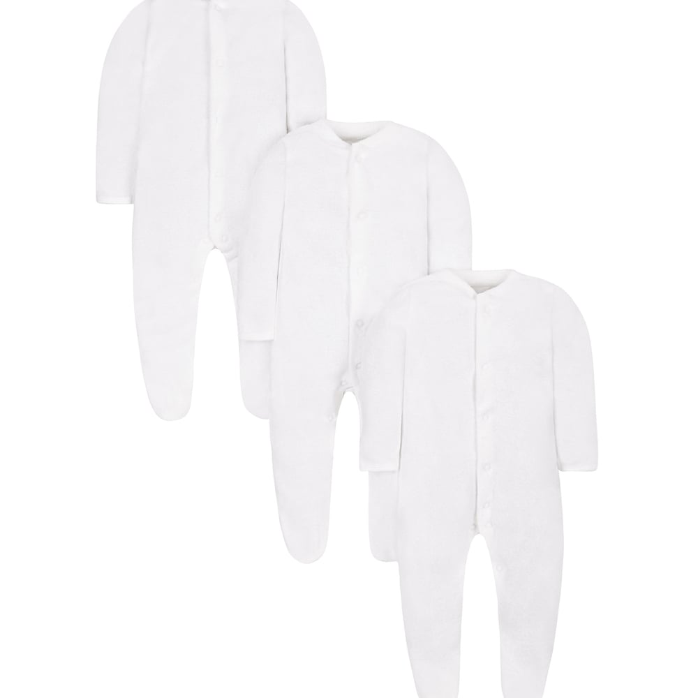 

Unisex Full Sleeves Sleepsuit - Pack Of 3 - White