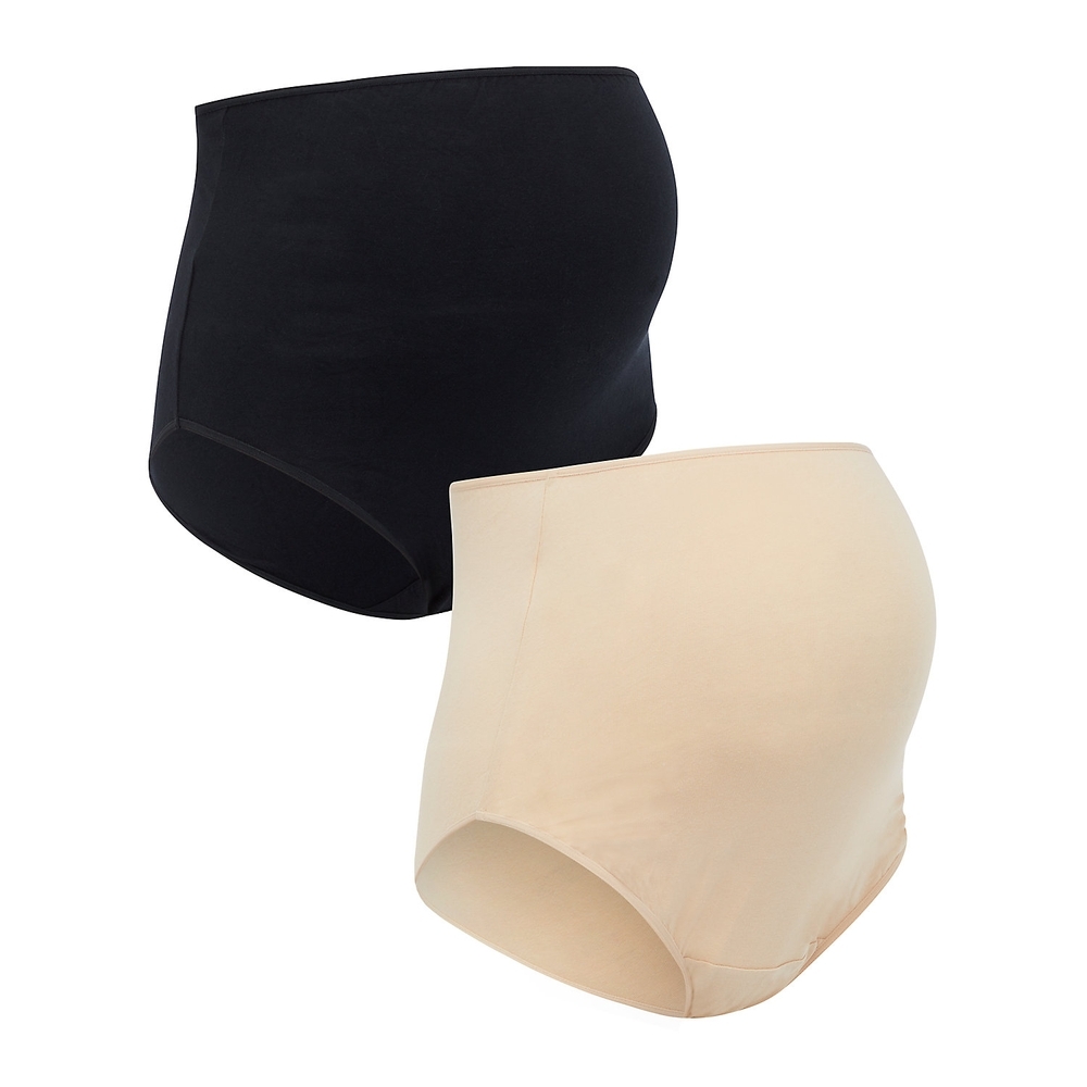 

Black And Nude Over The Bump Maternity Briefs - 2 Pack