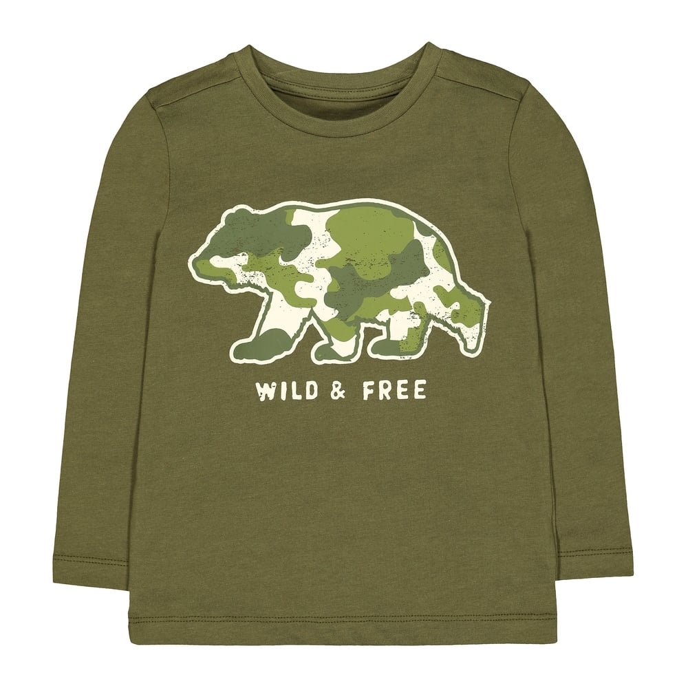 

Boys Full Sleeves T-Shirt Camo Bear Print - Khaki