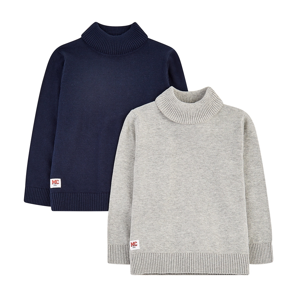

Boys Full Sleeves Roll Neck Sweater - Pack Of 2 - Multicolor
