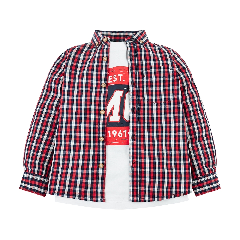 

Check Shirt And T-Shirt Set